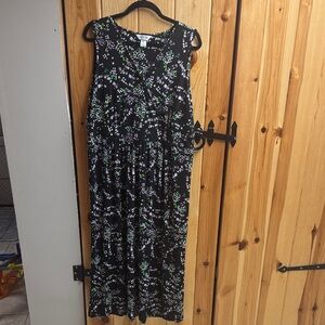 Christopher & Banks Black and Green Patterned Maxi Dress